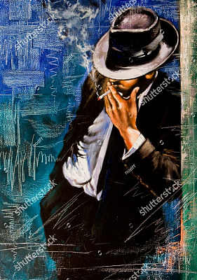 Картина Мужчина с сигаретой - Неизвестный художник 