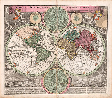 Старинная карта мира 1716