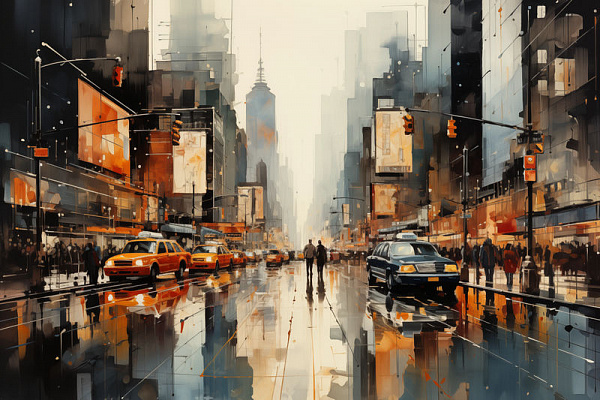 Картина Вид улицы Нью Йорка 2 - Искусственый Интеллект 