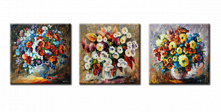 Цветы в вазе. Триптих