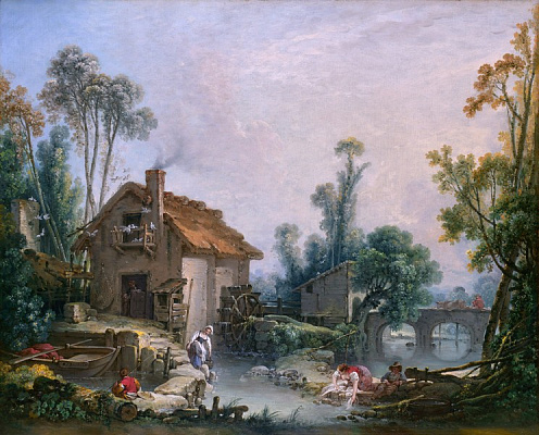 Картина Пейзаж с водяной мельницей 2 - Буше Франсуа 