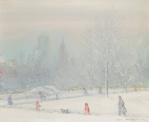 Картина Центральный парк в снегу - Бертельсен Йоханн 