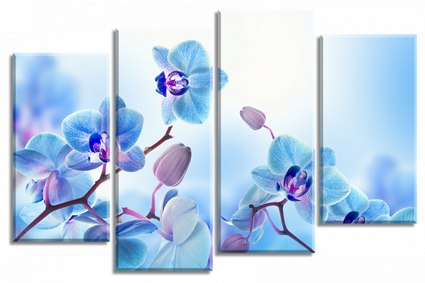 Картина Голубые орхидеи - Из четырех частей 