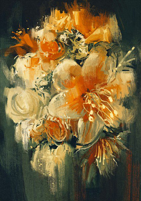 Картина Букет оранжевых цветов - Луатонг Тити 