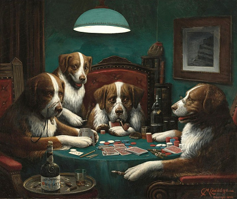 Картина Кассиус Марцелл Кулидж - Собаки, играющие в покер 2 - Разное 
