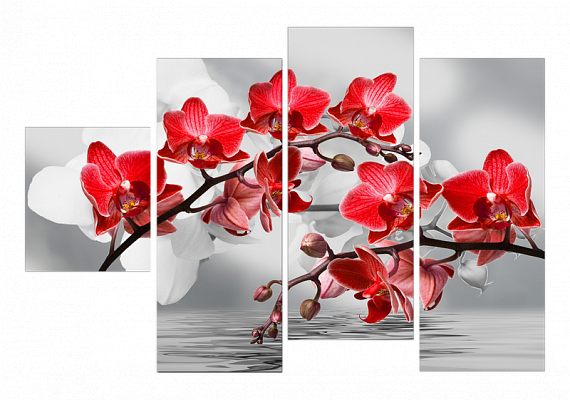 Картина Красные орхидеи - Из четырех частей 