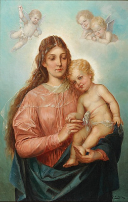 Картина Ханс Зацка - Мадонна с младенцем - Зацка Ханс 