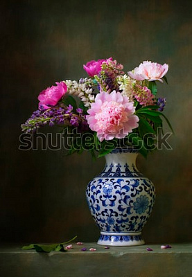 Картина Пионы в китайской вазе - Цветы 