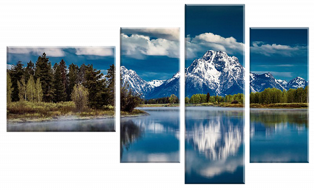 Картина Озеро у гор - Из четырех частей 
