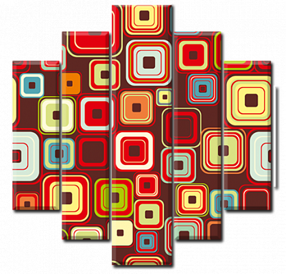 Картина Абстрактні квадрати - З п'яти частин 