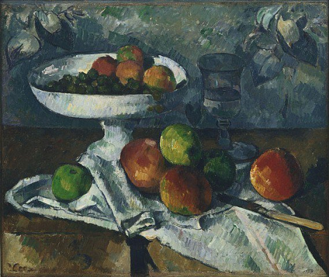 Картина Натюрморт с фруктовой тарелкой - Сезанн Поль 