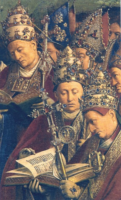 Картина Гентский алтарь. Папы и Епископы (деталь) - Ван Эйк Ян 