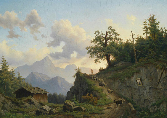 Картина Пастух в горах - Тома Йозеф 