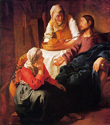 Картина Христос в доме Марии и Марфы - Вермеер Ян 