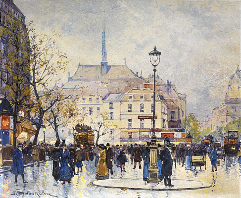 Картина Сцена на парижских улицах - Гальен-Лалу Эжен 