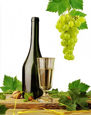 Картина Бутылка белого вина - Еда-напитки 