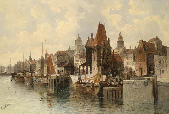 Картина Город на речке - Август фон Зиген 