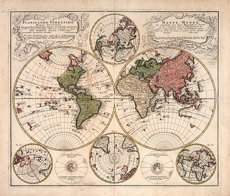 Картина Старинная карта мира 1746г - Карты на стену 