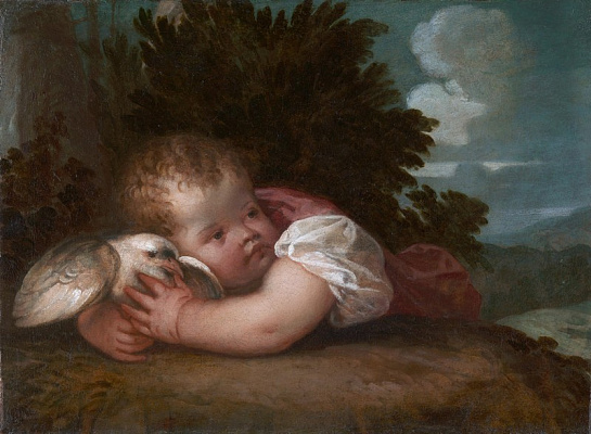 Картина Тициан с подмастерьями. Мальчик с птичкой - Вечеллио Тициан 
