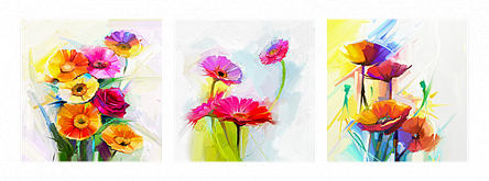 Яркие цветы. Триптих