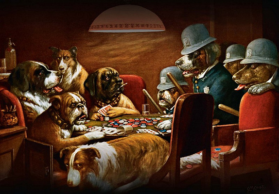 Картина Кассиус Марцелл Кулидж - Собаки, играющие в покер 3 - Разное 