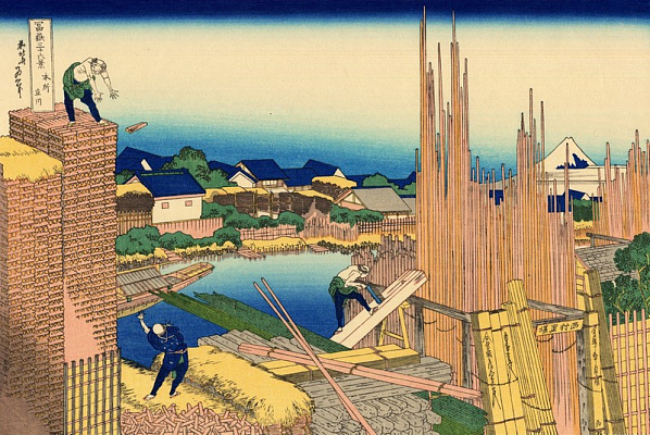 Картина Река Татэкава в Хондзё - Японская живопись 