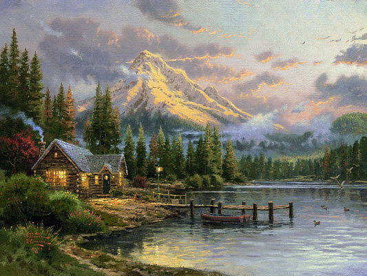 Картина Притулок біля озера - Кінкейд Томас 