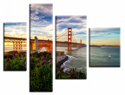 Картина Мост на закате - Из четырех частей 