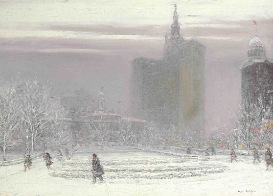 Картина Муниципалитет зимой - Бертельсен Йоханн 