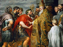 Св.Амвросий и император Феодосий