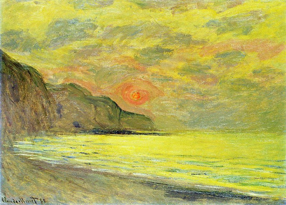 Картина Захід сонця, туманна погода, Пурвіль - Моне Клод 