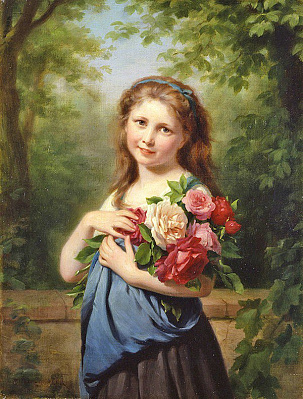 Картина Любительница цветов - Детские старинные 