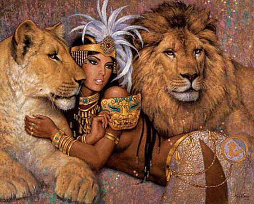 Картина Египтянка со Львами - Женские фэнтези 