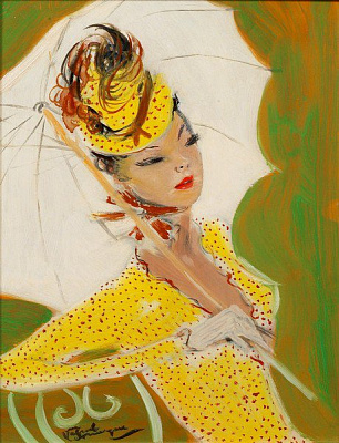 Картина Девушка с зонтом 2 - Домерг Жан-Габриэль 