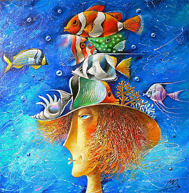 Картина капелюх із рибами - Для детей 