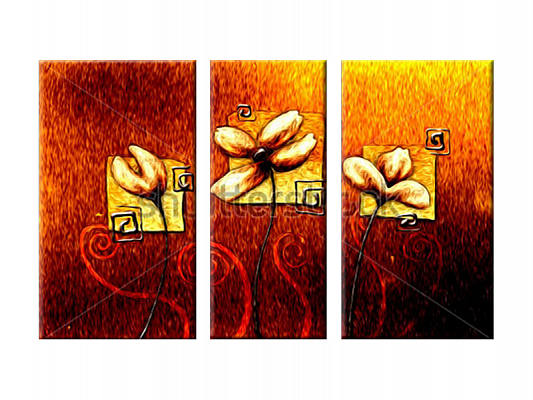 Картина Абстрактні квіти. Триптих - З нерівними частинами 
