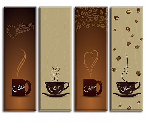 Картина Горнятко кави - З чотирьох частин 