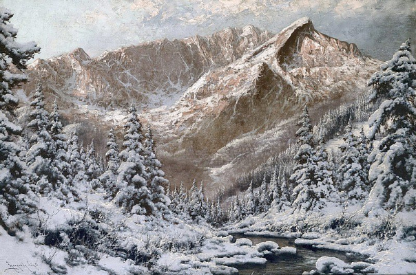 Картина Зимовий гірський краєвид - Пейзаж 