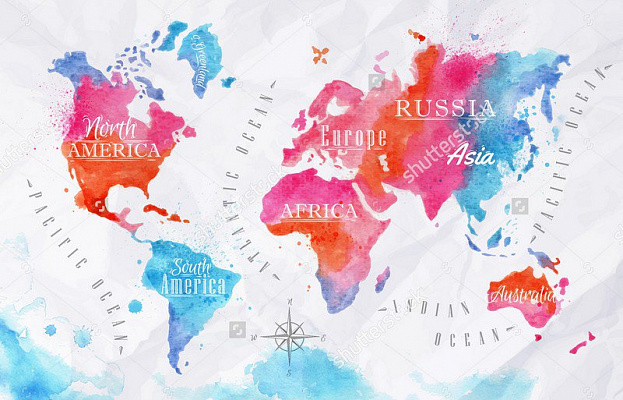 Картина Барвисті карти світу 5 - Карти на стіну 