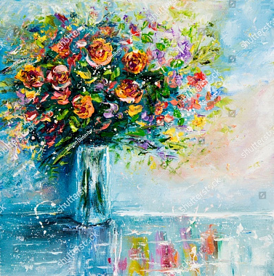 Картина Красочный букет в вазе - Цветы 