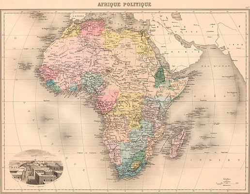 Картина Карта Африки 1892г - Карти на стіну 