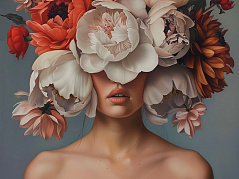 Дівчина з квітами на голові