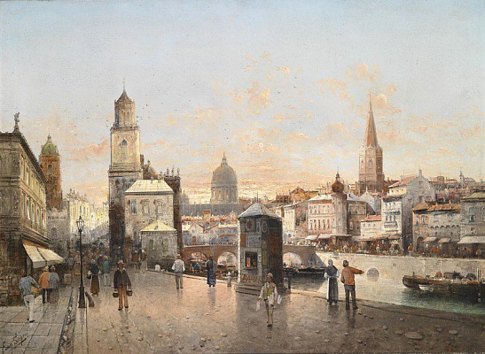 Картина Городской пейзаж - Август фон Зиген 