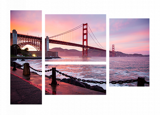 Картина Золоті Ворота у Сан-Франциско - З чотирьох частин 
