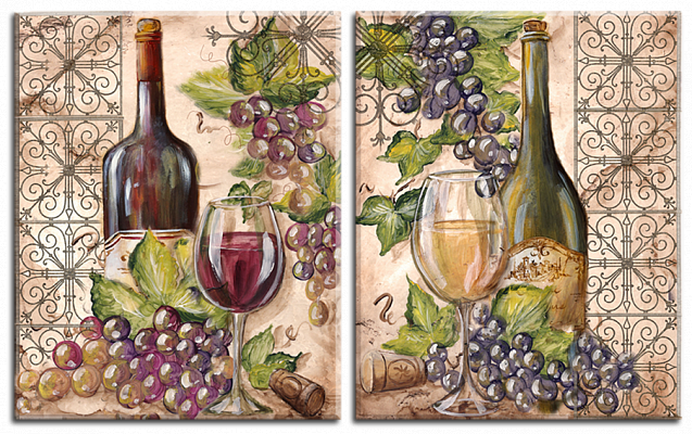 Картина Вино та виноград 2 - Інші модульні картини 