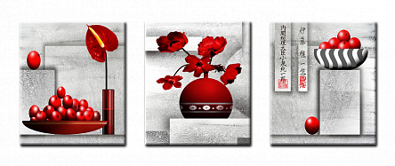 Цветы в вазе 5. Триптих