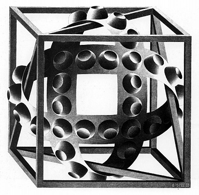 Картина Куб с волшебными лентами - Эшер Мауриц 
