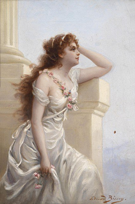 Картина Молода дівчина з вінок з троянд - Біссон Едуард 