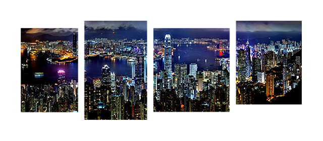 Картина Огни ночного Гонконга - Из четырех частей 