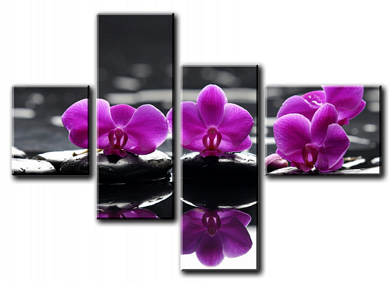 Картина Фіолетові орхідеї - З чотирьох частин 
